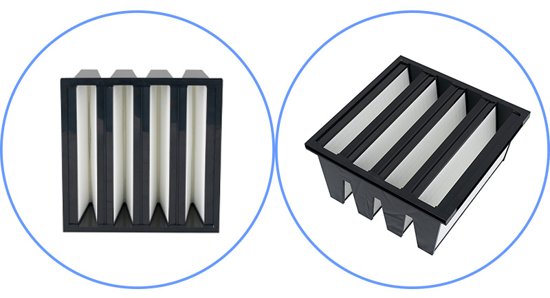 Filtr hepa typu v z pojedynczym nagłówkiem