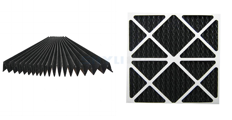 금속 뒷면이 있는 확장된 표면 주름 패널 탄소 필터